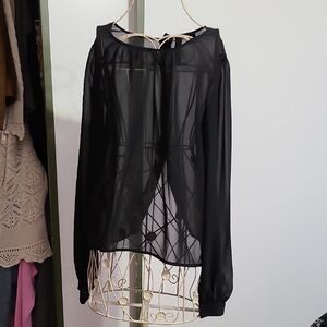 Sheer Black Long Sleeve Blouse
